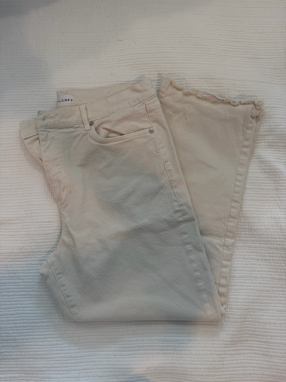 LOFT Cream Wide-Leg Jeans